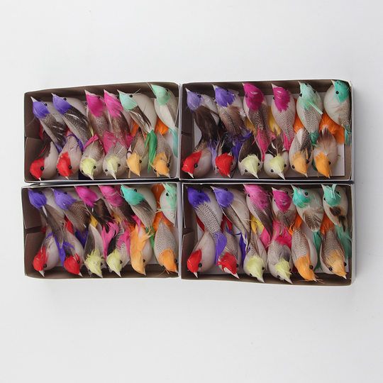 Simulation bird wire plastic bird craft simulation bird garden floral binding color feather bird DIY decoration