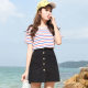 French white denim a-line short skirt for women 2024 summer new lazy style retro sports casual denim skirt
