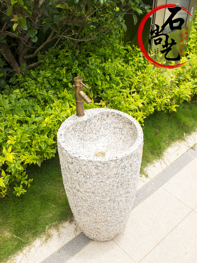 870mm Japandi Tall Stone Resin Pedestal Basin with Rounded