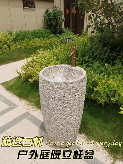 大理石製屋外洗面台 - 庭とヴィラ用の石柱シンク