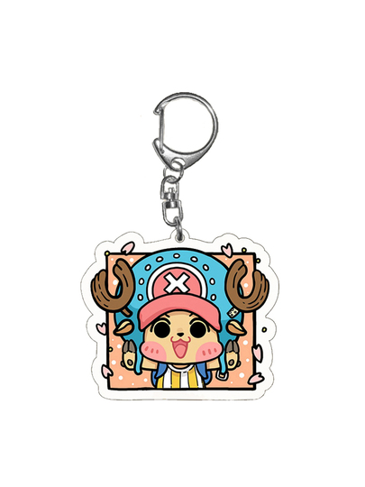 Tsunameez One Piece Acrylic Keychain Figure – Chopper On Thousand Sunny (Pink, Clip-On)