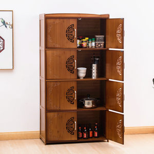 
Kitchen cabinet rack cabinet storage cabinet floor-standing multi-layer bamboo cabinet with door cupboard household storage storage cabinet