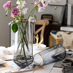 Nordic light luxury creative gold-painted glass vase water-raised flowers rose lily living room flower arrangement dining table decoration