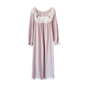
BIEN island velvet nightgown for women, autumn and winter palace style home clothes can be worn outside, thin velvet princess style, autumn high-end