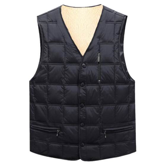 
New autumn and winter warm vest for middle-aged and elderly daddy wear plus velvet cotton vest for men V-neck large size casual horse clip