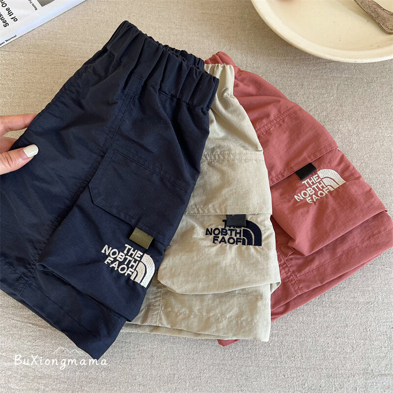 kids japanese style embroidered cargo shorts trendy summer boys & girls apparel