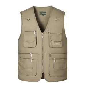 Casual vest men's summer thin spring and autumn multi-pocket working vest quick-drying suit function vest printing LOGO
