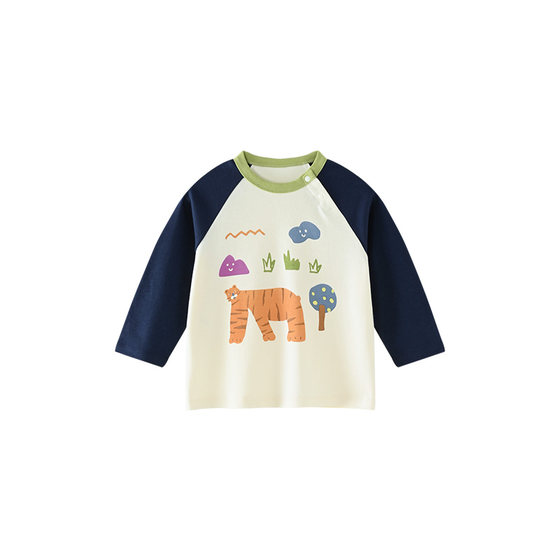 
[Soft Waxy Cotton] Boruien boys pure cotton cartoon long-sleeved T-shirt spring baby cute skin-friendly top children's clothing