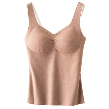 Thickened and non-marked warm suspender vest base
