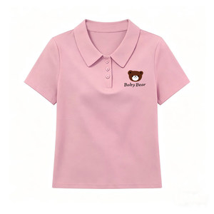 
Foreign trade clearance women's POLO collar 100% pure cotton short-sleeved T-shirt for women in summer loose and versatile casual T-shirt top