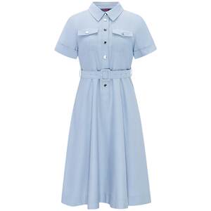 
[Tencel] Navigare small sailboat blue shirt waist lapel dress women's summer short-sleeved simple long skirt