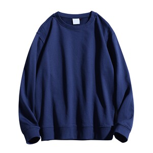 
Hip-hop loose sweatshirt pullover spring high street Hong Kong style retro loose solid color round neck long-sleeved T-shirt for couples men and women