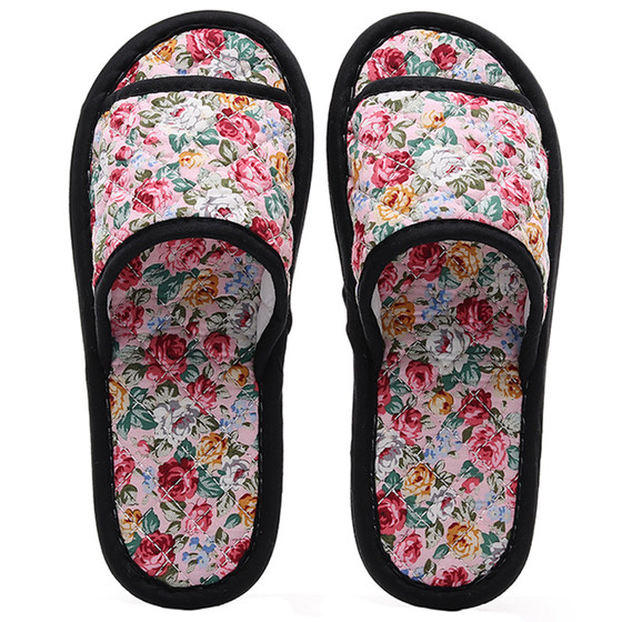 
New special price Korean cotton fabric sole slippers for men and women spring, autumn and winter home interior wood floor silent soft bottom