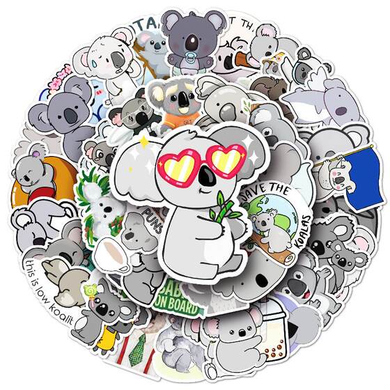 100 koala stickers cute animals cartoon graffiti decorative suitcase laptop mobile phone tablet water cup photo album diary skateboard helmet refrigerator pvc removable waterproof stickers