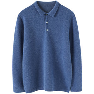 
Italian osmanthus needle! Thickened shirt collar men's cashmere sweater pure cashmere sweater casual knitted sweater men's winter