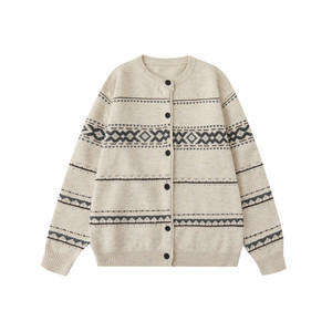 
Dream made Fair Isle high-end college style jacquard cardigan sweater for men in spring and autumn, feminine knitted sweater