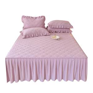 
Class A quilted bed skirt single piece thickened Simmons mattress protector non-slip bedspread pillowcase three-piece set dust cover