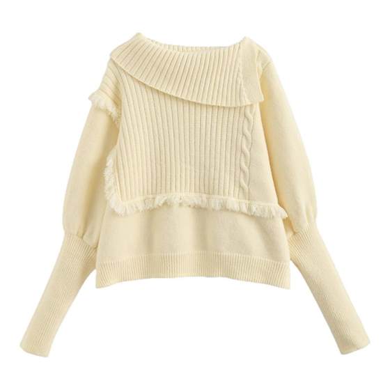 
Mori girl tribe sweet style irregular lapel pullover sweater for women 2025 new design loose sweater winter