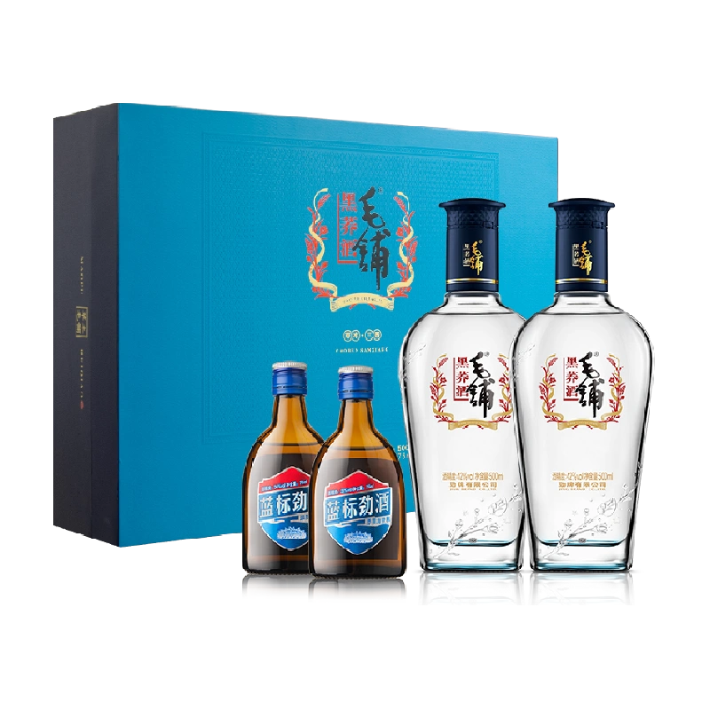 劲牌毛铺苦荞酒黑荞42度500ml*2瓶+蓝标劲酒75ml*2瓶礼盒装-Taobao Vietnam