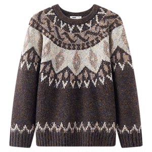 Wang Anyu same style Semir sweater men's Fair Island jacquard sweater 25 winter couple retro sweater fantasy yarn