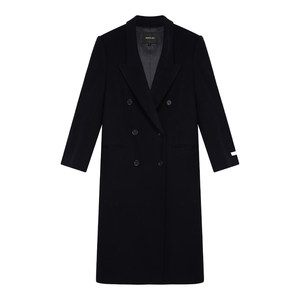 
NEVA HU Black high-end wool coat for women mid-length high-end temperament 100% wool coat
