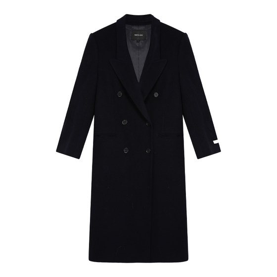 
NEVA HU Black high-end wool coat for women mid-length high-end temperament 100% wool coat