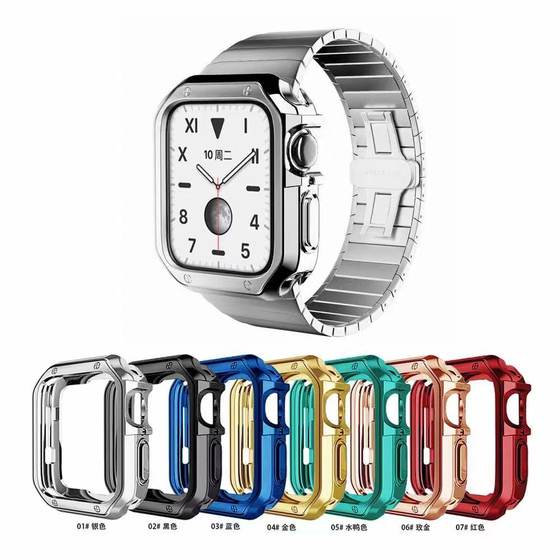 适用apple苹果手表保护套watch7 41mm 45mm保护壳44 42mm40mm38表壳膜边框半包双色6 5 4 3 2代se软壳tpu潮流