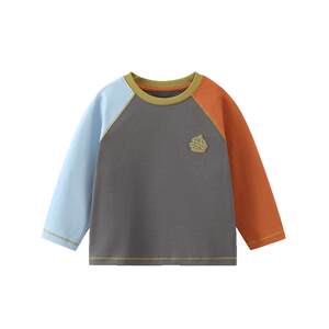 
[7A Antibacterial Quick-drying Mandarin Duck Sleeve] Qiqi Bear Boy T-shirt Long Sleeve Spring and Autumn Baby Bottoming Shirt Children's Top
