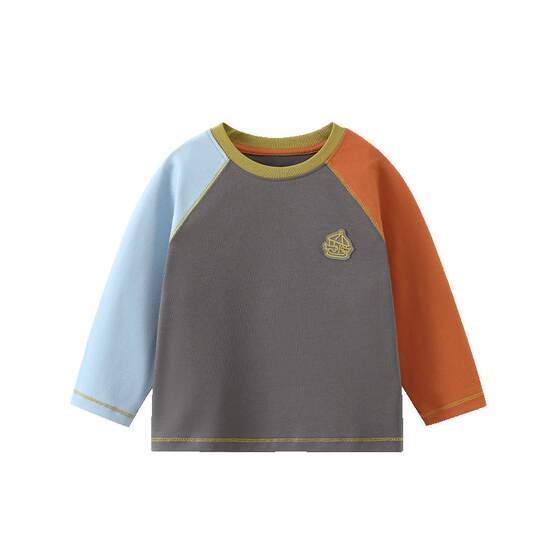 
[7A Antibacterial Quick-drying Mandarin Duck Sleeve] Qiqi Bear Boy T-shirt Long Sleeve Spring and Autumn Baby Bottoming Shirt Children's Top