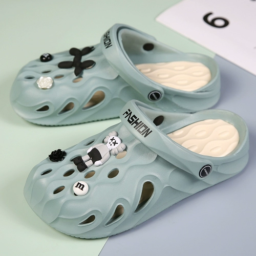 Тапочки в стиле Crocs, униформа врача, крем для рук, нескользящие мюли, пляжная пляжная обувь, коллекция 2022 года, закрытый носок, мягкая подошва