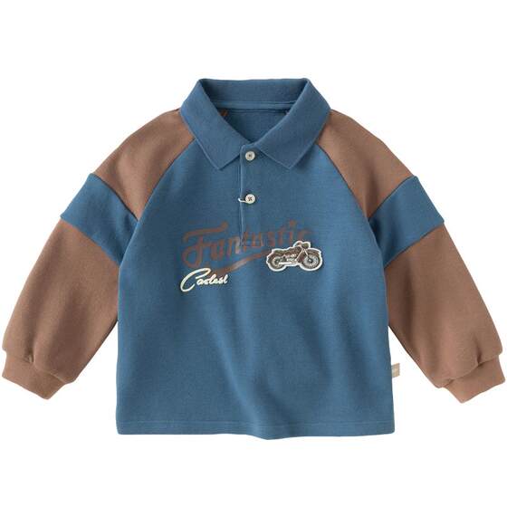 
David Bella children's long-sleeved T-shirt 2026 boys new polo shirt male baby clothes spring contrast color top