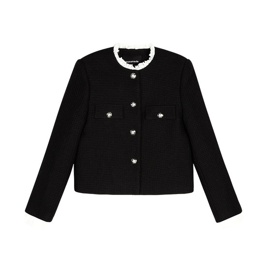 
pusumede Milan Pictorial fake two-piece small fragrant jacket women's design sense high-end temperament short top