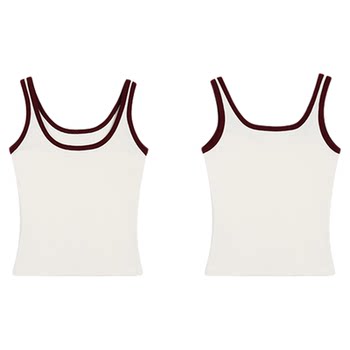 Hot girl suspender vest women contrasting slim knitted top
