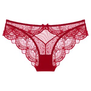 Victoria sexy red lace underwear women's ultra-thin style hot and sexy transparent seductive low waist briefs large size