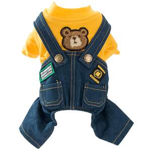 
Traction bear dog clothes spring and autumn Teddy Bichon Schnauzer small puppy pet autumn four-legged autumn and winter