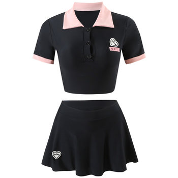 Yimeishan sports swimsuit for women, two-piece, slimming, belly-covering skirt style, conservative, small, high-waisted, hot spring bathing suit