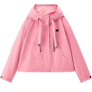 
[Three-proof] Leding Rose Red Contrast Color Hooded Mountaineering Jacket 26 New Outdoor Leisure Sports Short Jacket M
