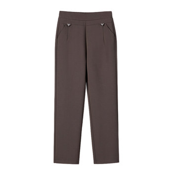 High waisted fleece mom pants for spring and autumn casual style
