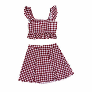 
2026 new swimsuit women's summer split bikini conservative small fresh plaid sweet girl student slim swimsuit