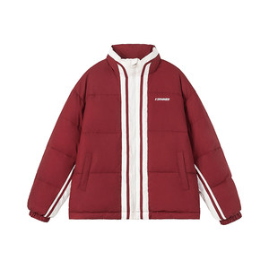 
FORNINES contrasting color stand collar red cotton coat men and women fashion brand couple bread suit winter thickened cold-proof jacket jacket