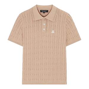 
TeenieWeenie bear knitted T-shirt women's summer old money style retro polo sweater sweater thin section