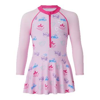 
arena children's long-sleeved skirt-style ocean print swimsuit