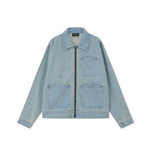 
INNERSECT American retro denim jacket loose casual men and women same lapel multi-pocket jacket top