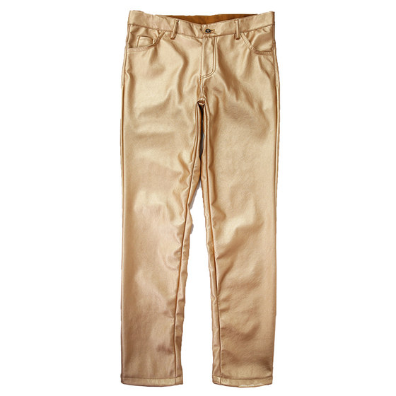 Spring and autumn middle -aged men's leather pants elastic self -slimming, waterproof white performance bar locomotive net red barber gallery