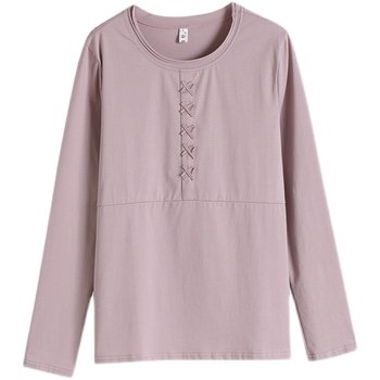 Women's non-pilling and non-fading pure cotton long-sleeved top