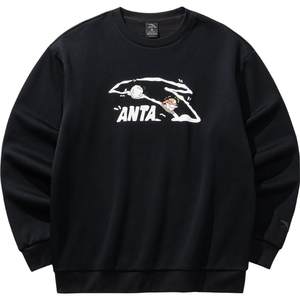 
ANTA velvet round neck sweatshirt for men 2025 new winter fun print trendy loose long-sleeved top pullover