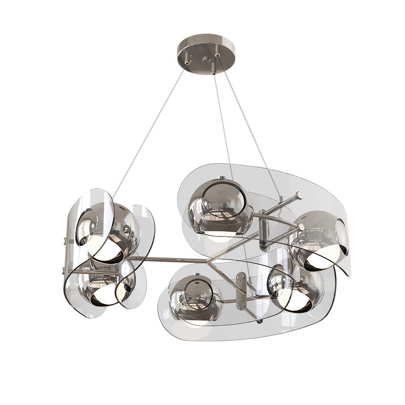 6灯式アイアンシャンデリア - モダンでシンプルな調光ペンダント