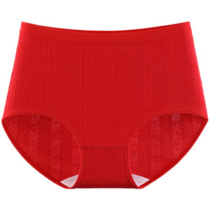 
Cat people's birth year mother's underwear pure cotton middle-aged and elderly antibacterial crotch large size fat MM high waist belly-controlling red briefs