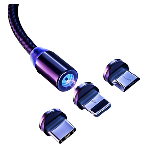 
Extended 2-meter magnetic data cable fast charging 3A flash charging suitable for Huawei vivooppo Samsung Apple type-c Android mobile phone ipad tablet universal strong magnet head charger cable