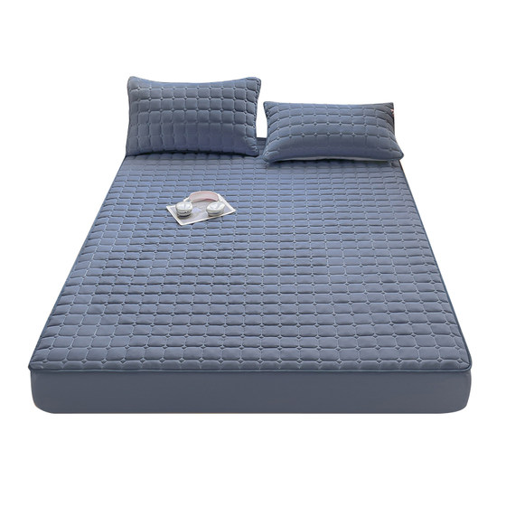Cotton fitted sheet single piece quilted thickened Simmons protective cover mattress cover washed cotton bed cover waterproof and non-slip dormitory